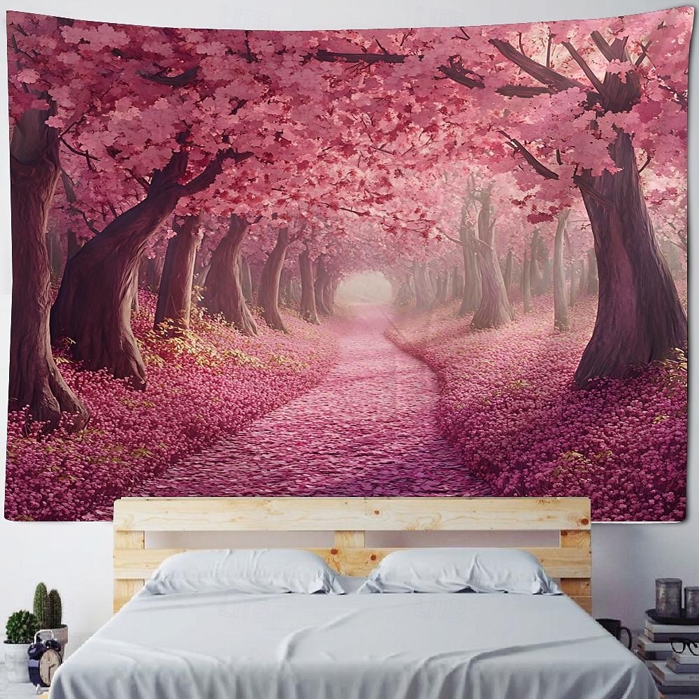 розовый цветок лесной пейзаж подвесной гобелен настенное искусство большой гобелен фреска декор фотография фон одеяло занавеска дом спальня гостиная украшение 2026 - $20.99 –P7