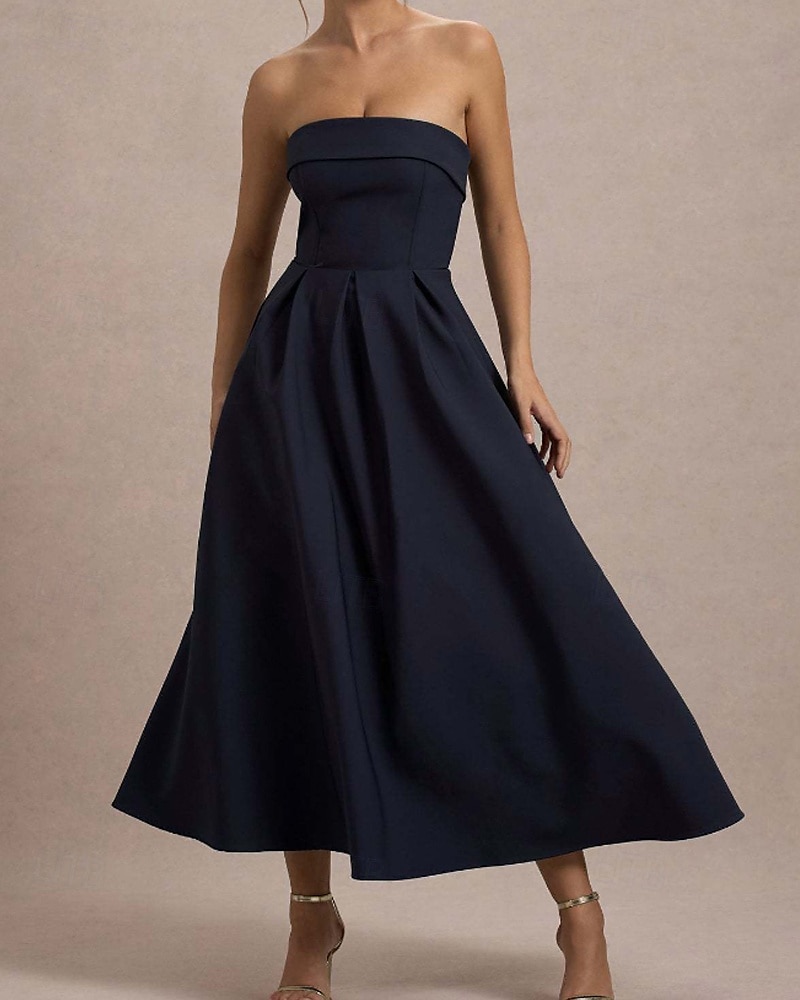 Pentru femei Rochii Midi Rochie albă Rochie de absolvire Rochie de bal Rochie de petrecere Modă Nuntă Petrecere Serată Fit regulat Simplu Fără manșon Fără Bretele Negru Alb Galben Roz Îmbujorat Vară 2025 - $31.99 –P5