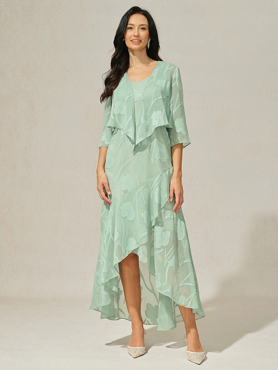 Femmes Robe maxi Robe à Volants Élégant Mariage robe demoiselle d honneur Soirée Fleuri Sans manches Col en U Vert cendré Été Printemps de 2025 ? $59.99 –P1