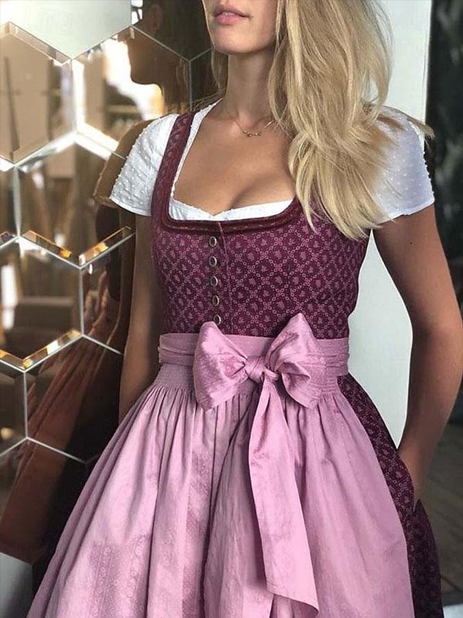 Oktoberfest Φορέματα Ντιρντλ Trachtenkleader Υπηρέτρια βαυάρος Γερμανικά Λιβάδια Γυναικεία Πανί παραδοσιακού στυλ Φόρεμα Ποδιά Χωρίς μπλούζα 2026 - $97.99 –P2