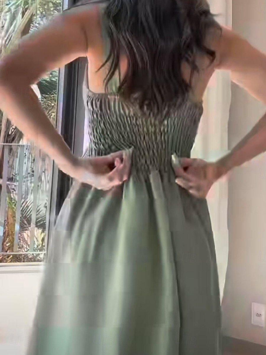 Pentru femei Rochie Maxi Rochie A line Rochie cu umeri Casual În aer liber Ieșire Fit standard Dunga Fără manșon Fără Bretele Roz Îmbujorat Roșu Vin Cămilă Verde Militar Vară 2025 - $41.99 –P7
