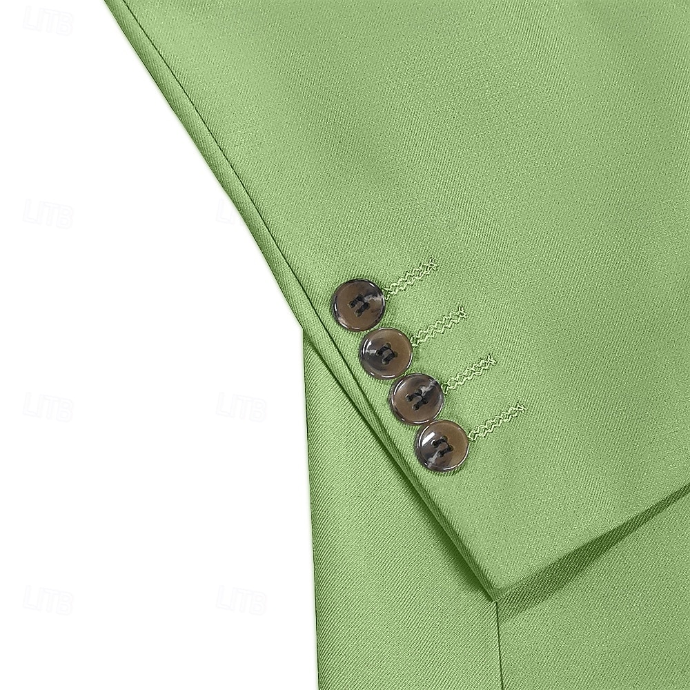 Herren Hochzeits Business Anzüge Schwarz Salbei Formal Sommer Uni Farbige Standard Passform 3-Teilig Einreiher Zwei-Knöpfe 2025 - €114.99 –P8