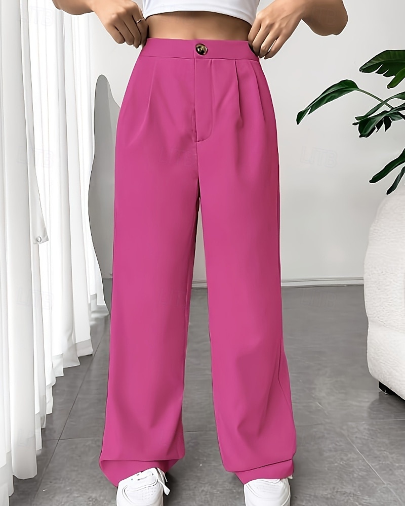 Per donna Gamba larga Pantaloni Eleganti Pantaloni Elegante Lunghezza intera Naturale Semplice Tasca Comodo All'aperto Confortevole All'aperto Ferie Weekend Verde mela Vinaccia Verde translucido del 2025 a $22.99 –P5