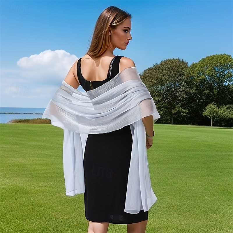 شالات وأغطية شيفون لفساتين السهرة النسائية وشاح ناعم أنيق ووشاح زفاف 2025 - $14.99 –P10
