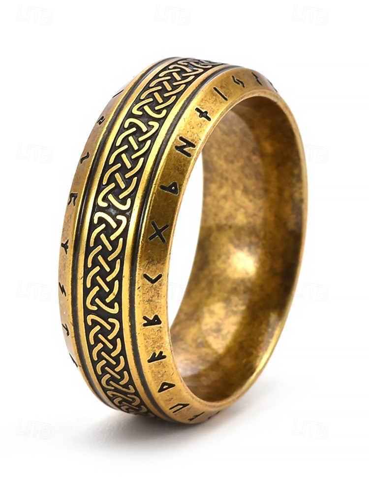 Men's Viking Stainless Steel Ring with Nordic Runes and Celtic Knot Design, Vintage Norse Style Band for Bikers and Cosplay 2026 - $9.99 –P5