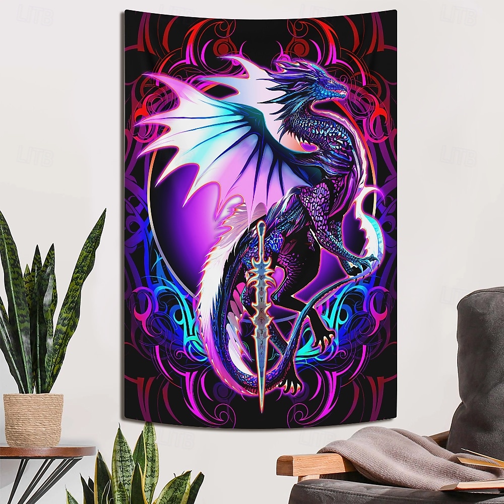 Ruth Thompson Blacklight Tapestry Glow in the Dark Glow Party UV Reactive Trippy Misty Hanging Tapestry Wall Art Mural for Living Room Bedroom Dragonblade EBONBLADE HIGH REZ 2025 - €12.99 –P4