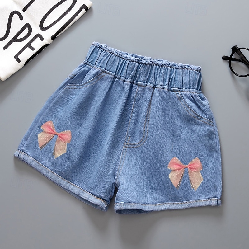 Dzieci Dla dziewczynek Szorty Kwiaty Moda miejska Kieszeń Na zewnątrz 4 lata + Lato Królewski błękit Niebieski Błękit nieba 2025 - $7.99 –P4