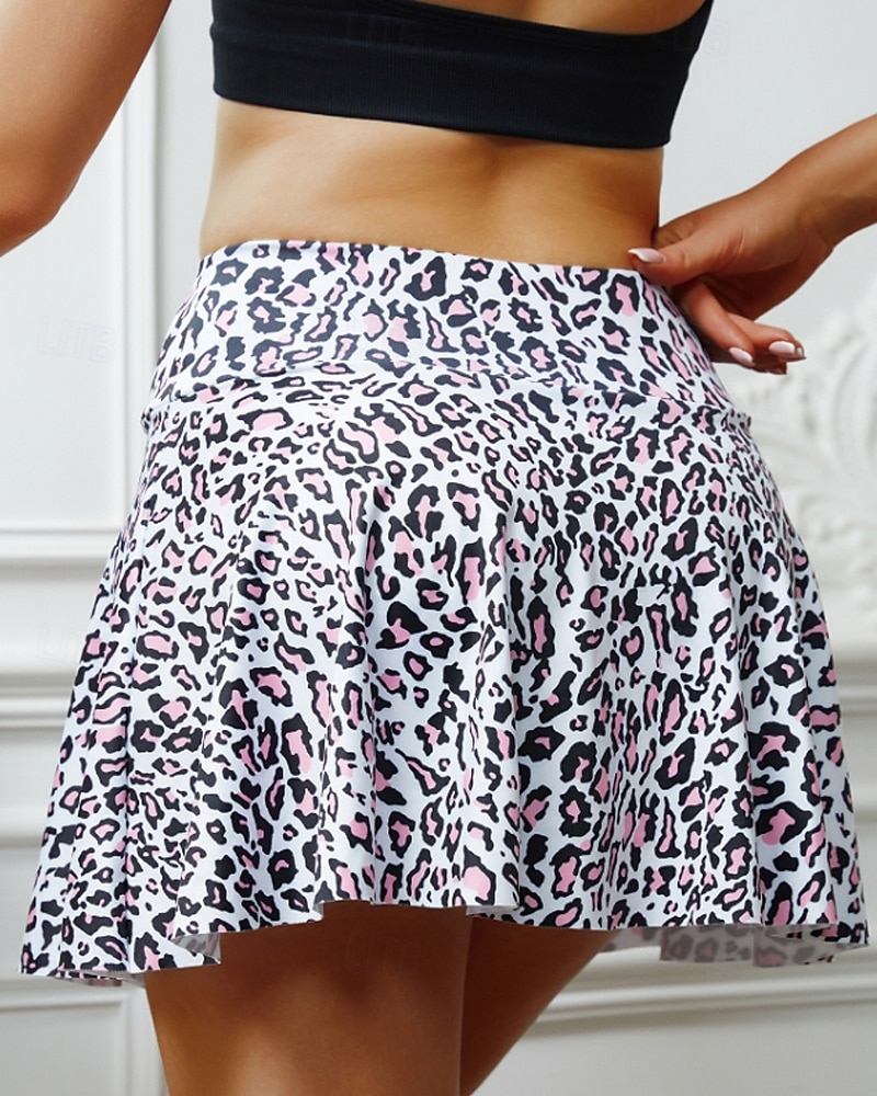 Mujer Leopardo Rayas Falda casual Faldas de tenis con pantalones cortos Tobillo Alto Transpirable Tenis Golf pepinillo Negro Caqui Ropa de tenis 2026 - $11.49 –P8