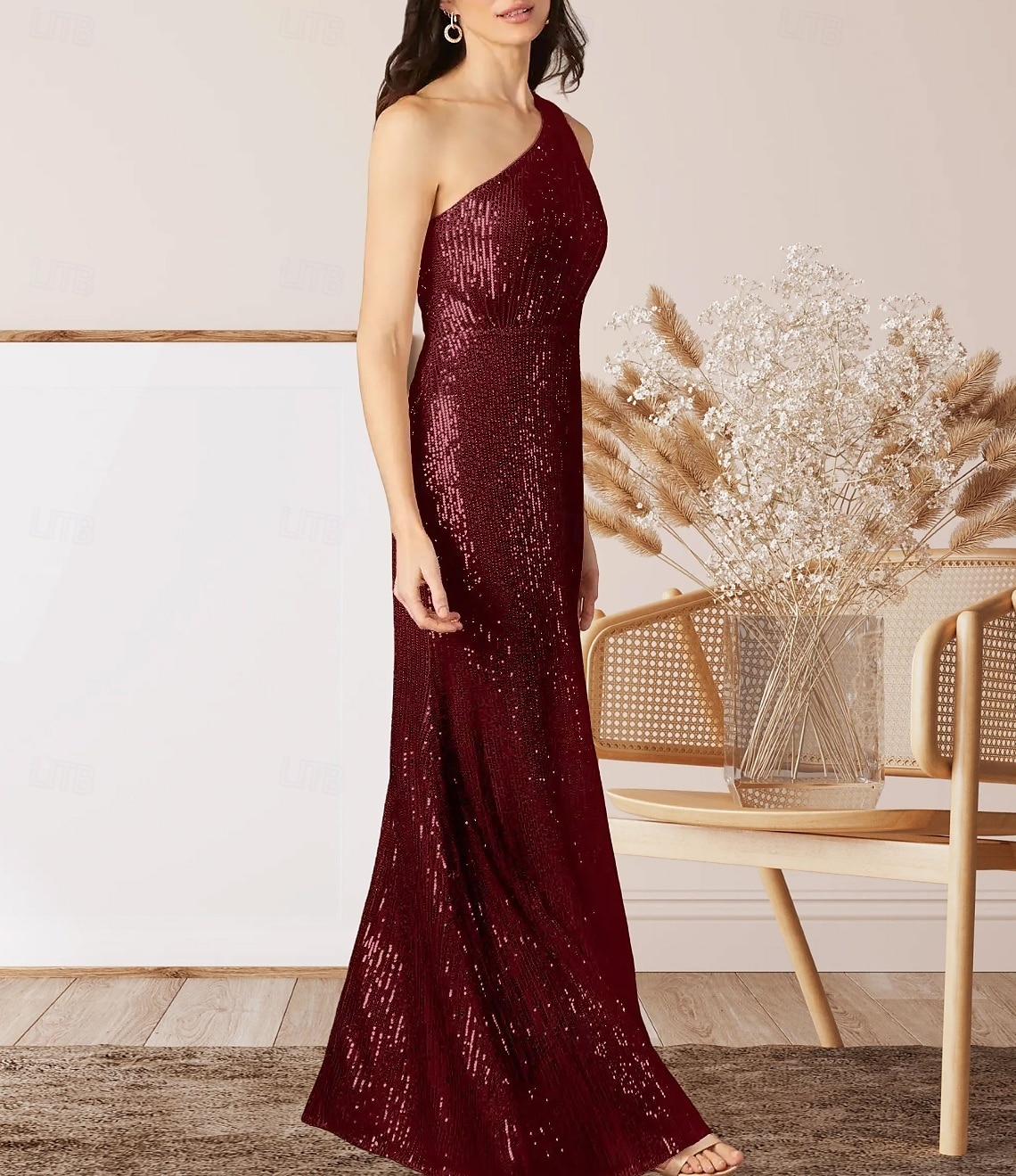 A-Linie Kleid für die Mutter der Braut Elegantes Rundhals Bodenlang Chiffon Langarm mit Perlen Raffung 2025 - $156.99 –P3
