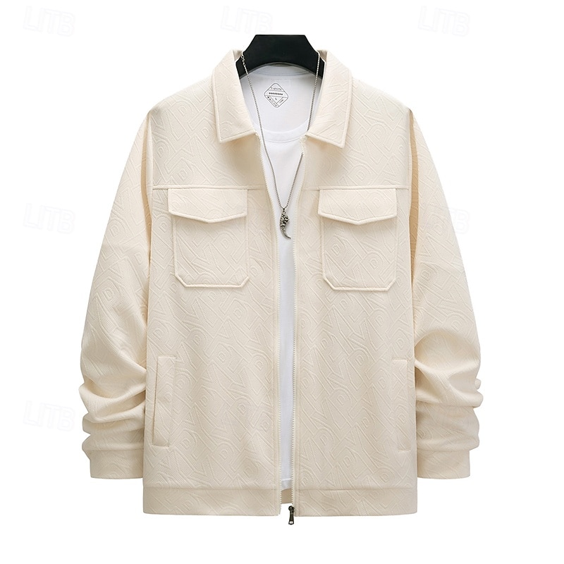 Homme Veste Légère Chemise Veste Veste de transition Vacances Quotidien Chaud Avec Poches Été N / C Uni Mode Classique Revers Régulier Noir Blanche Kaki Gris Veste de 2025 ? $39.99 –P3