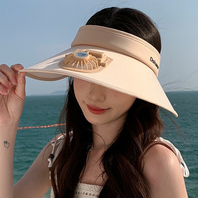 1 Pc Women's USB Rechargeable Fan Hat Sunscreen Hat Beach Vacation Camping Wide brimmed Sunscreen Hat 2025 - $21.99 –P2