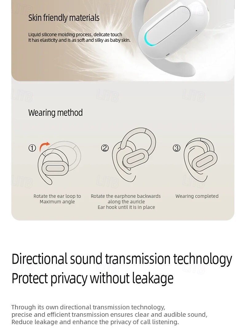 2025年 M-F9 Bluetooth 5.3 ワイヤレスイヤーフックイヤフォン – オープンイヤーTWSヘッドフォン ENCノイズキャンセリング 低遅延ゲーミング IOS  Android用  コレクション – $22.99 –P7