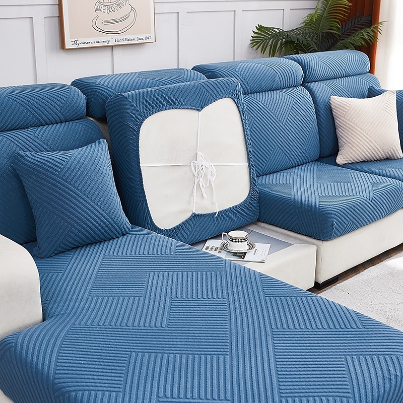 Funda de cojín elástica para sofá, funda elástica para sillón seccional, sofá de dos plazas, 4 o 3 plazas, forma de L, sólida, suave, duradera, lavable 2025 - $12.49 –P5