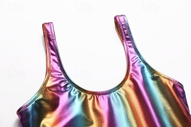 Retró 1980-as évek Félrebeszél Fürdőruha One Piece Body Diszkó Fényes latex patent Fémes Szivárvány Női Mindszentek napja Farsang zenei fesztivál Tengerparti nyaralás Pride Parade Felnőttek 2025 - $27.99 –P4