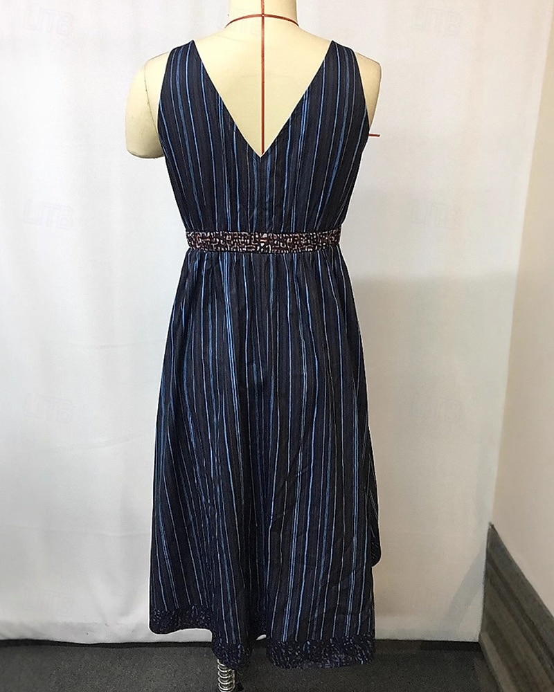 Damen Minikleid Freizeitkleid Sommerkleid Unterkleid Boho-Kleid Elegant Mode Modern Täglich Strand Wochenende Normale Passform Farbblock Ärmellos V Ausschnitt Dunkelblau Sommer 2025 - $26.99 –P3