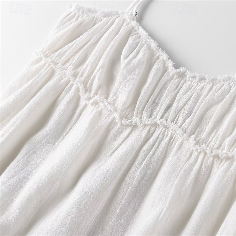 Pentru femei Rochie Mini Rochie albă Rochie de absolvire Rochie Slip Modă Rochie eleganta În aer liber Petrecere Concediu Fit regulat Simplu Fără manșon În V Negru Alb Vară 2025 - $27.99 –P7