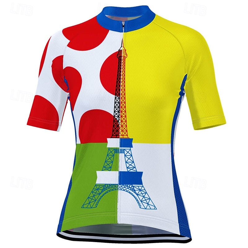 Femmes Maillot de cyclisme Manche Courte Cyclisme T-shirt Maillot Top avec 3 poches arrière VTT Vélo tout terrain Cyclisme sur route Triathlon Respirant Séchage Rapide Évacuation de l'Humidité Bandes de 2025 ? $23.19 –P1