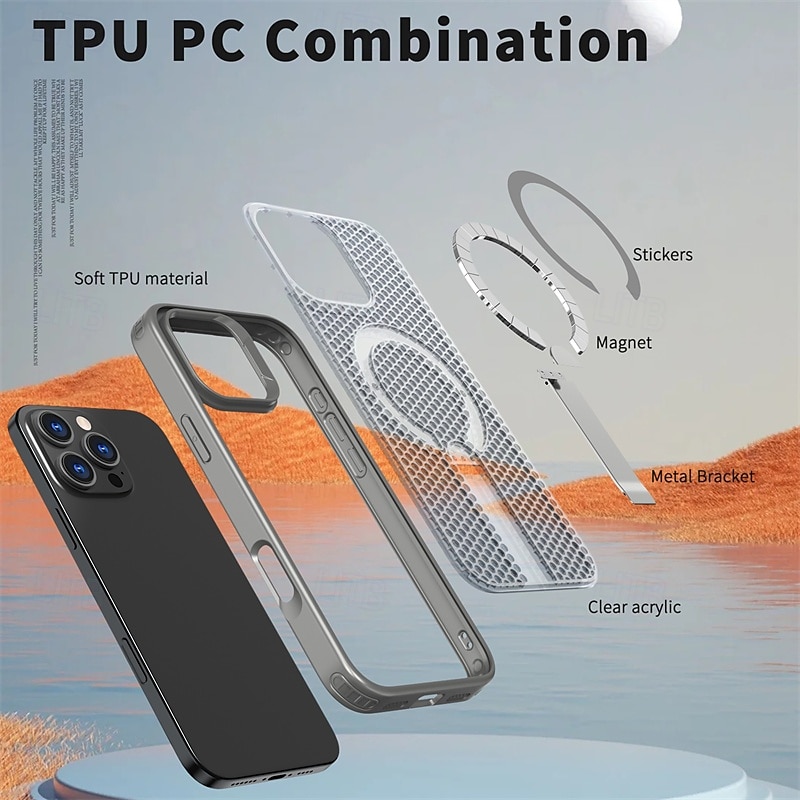 τηλέφωνο tok Για iPhone 17 Pro Max 17 Air 16 15 14 Pro Max Plus 16e 13 12 11 Pro Max Πίσω Κάλυμμα Θήκη μαγνητικής προσρόφησης με βάση στήριξης Υποστήριξη ασύρματης φόρτισης Σταντ ποδηλάτου 2025 - $11.99 –P5