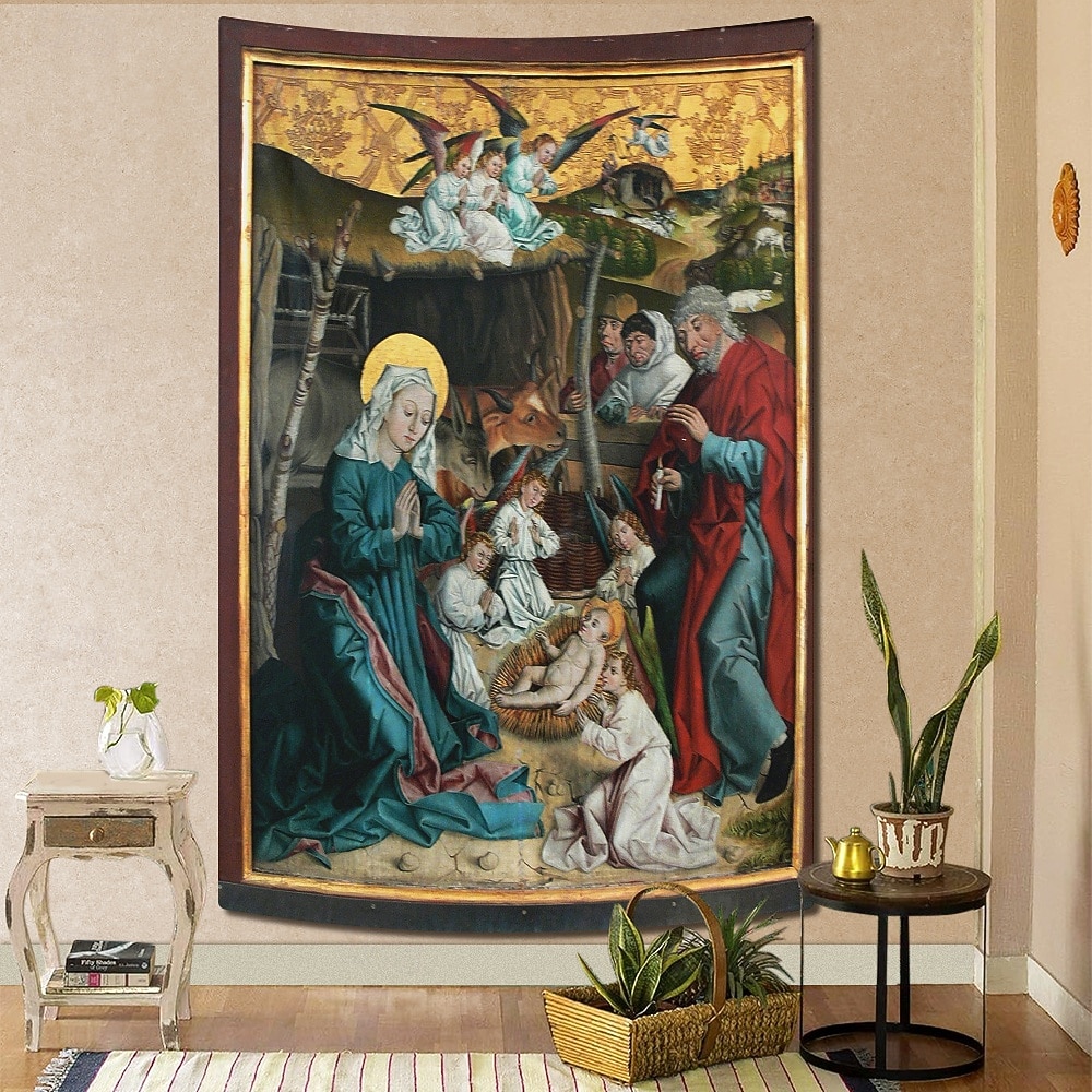 Tapiz medieval, tapiz de la Edad Media, arte religioso, gran mural, decoración, fotografía, fondo, hogar, dormitorio, sala de estar, decoración 2026 - $17.99 –P2