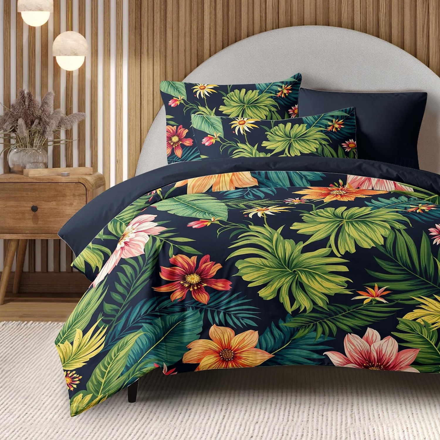Cobertor de Edredom de Plantas Tropicais 100% Algodão Conjunto de Cama Tamanho Casal Cobertura de Colchão Macia Confortável e Leve com 2 Fronhas para Todas as Estações de 2025 por $60.99 –P13