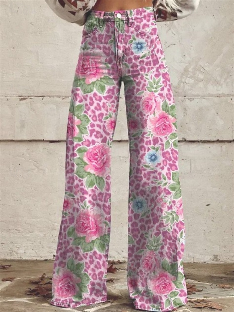 Retro Vintage Boho 1970er Hose Hose mit weitem Bein Hippie Disco Hohe Taille Tarnung Jeans-Imitat Kostüm Damen Karneval Alltagstauglich Musikfestival Retro-Mottoparty Erwachsene Hose 2026 - $35.99 –P2