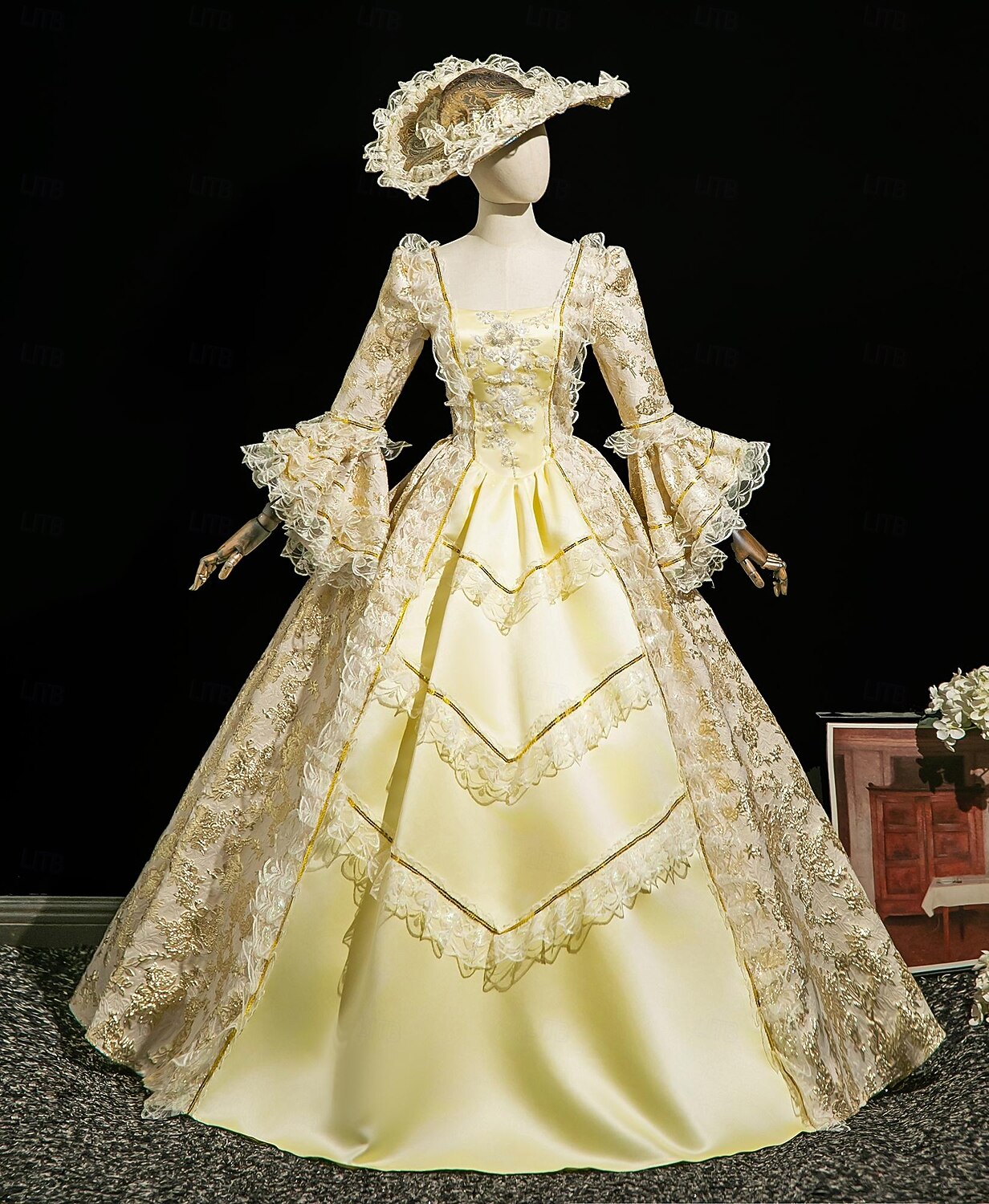 Vintage Rococò Rinascimento Maxi Vestito Normale A sbuffo Principessa Sposa Pieghettato Con Volant Principessa Girocollo Costume Per donna Halloween Carnevale Mascherata Performance Feste Halloween del 2026 a $139.99 –P6