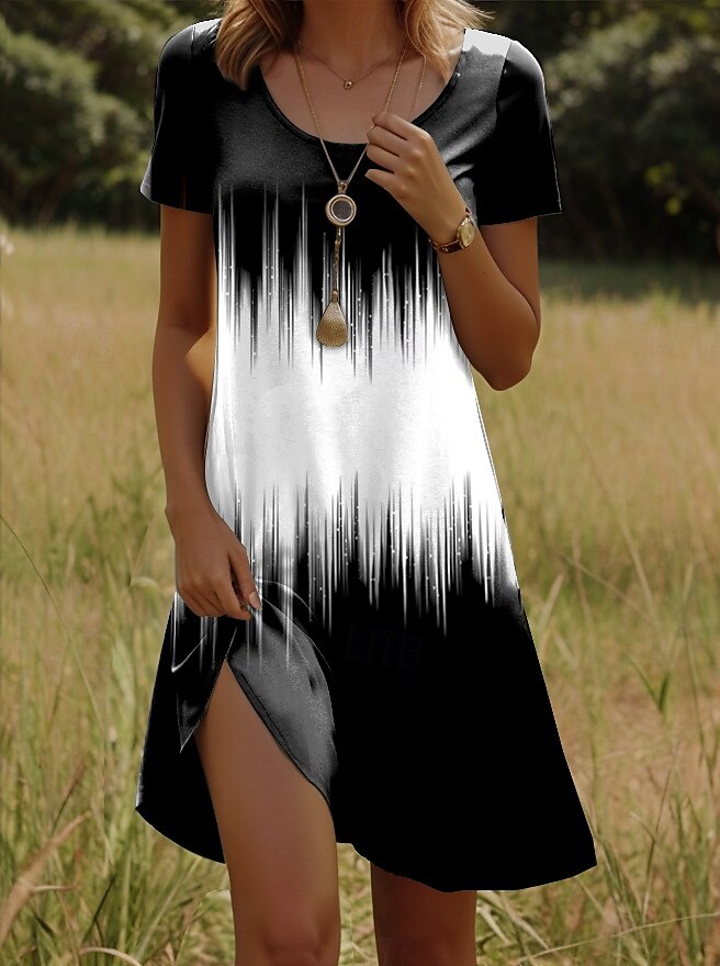 Damen Minikleid Freizeitkleid T-Shirt-Kleid Sommerkleid Shiftkleid Urlaub Lässig Boho Party Strand Formpassend Ombre Grafik Kurzarm Rundhalsausschnitt Weiß Rote Blau Orange Sommer Frühling 2025 - $23.99 –P2