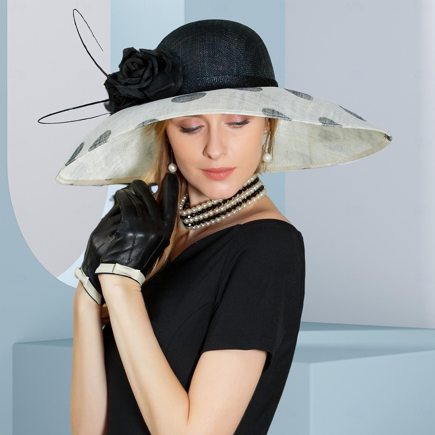 chapeaux chapeau de soleil en lin chapeau sinamay mariage thé fête mariage élégant avec plume coiffe à pois coiffure de 2025 ? $118.99 –P1