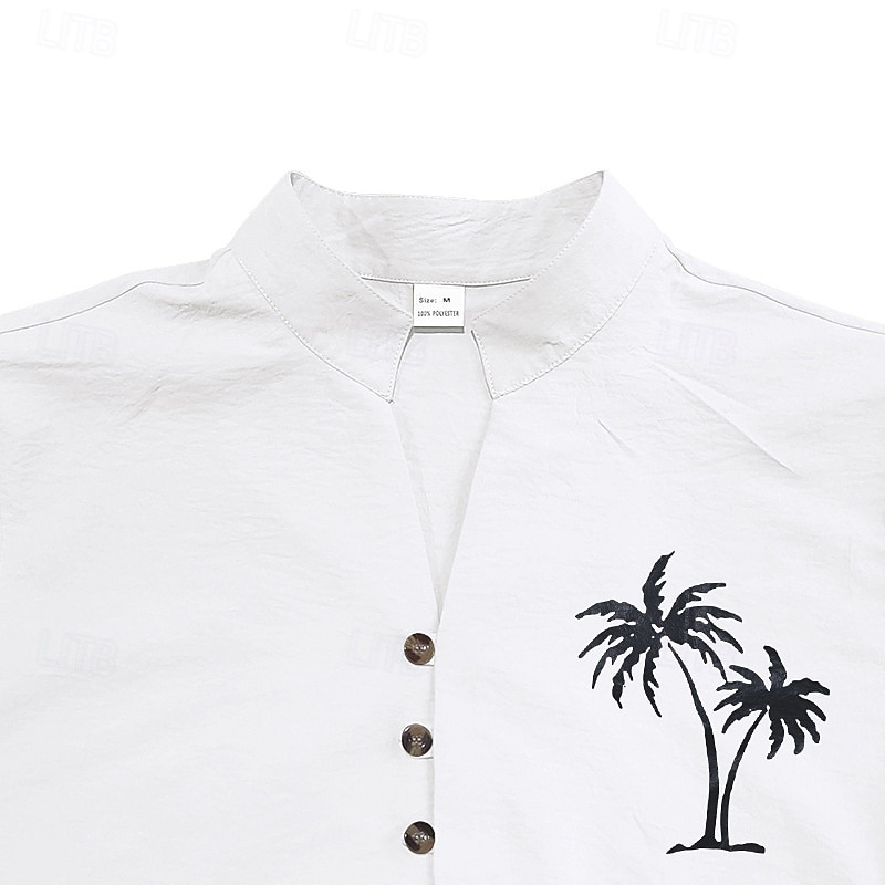 Miesten Paita Kesä paita Rento paita Rantapaita Button Up paita Musta Valkoinen Purppura khaki Harmaa Pitkähihainen Kookospuu Nauhakaulus Loma Havaijilainen Painettu Vaatetus Polyesteri Muoti 2025 - $22.99 –P7