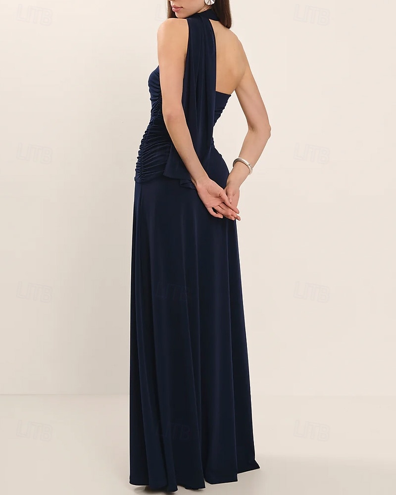 A-Linie Abendkleid Elegant Kleid Formell Hochzeitsgast Bodenlang Ärmellos Ein-Schulter Jersey mit Gerafft 2025 2025 - $147.99 –P3