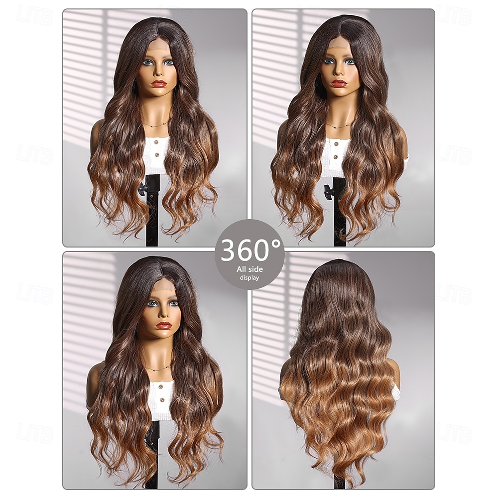 Pruik van synthetisch kant Gekruld Stijl 26 inch(es) Meerkleurig Middelste stuk U-deel Pruik Dames Pruik Donker Bruin 2025 - $40.99 –P6