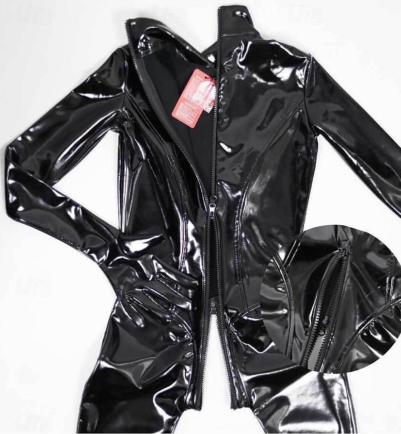 Traje de gato de látex negro para mujer: mono zentai brillante con confección 3D, ajuste ceñido y cremallera en la entrepierna, perfecto para discotecas, desfiles del orgullo y Halloween. &fetiche del 2025 - $82.99 –P4