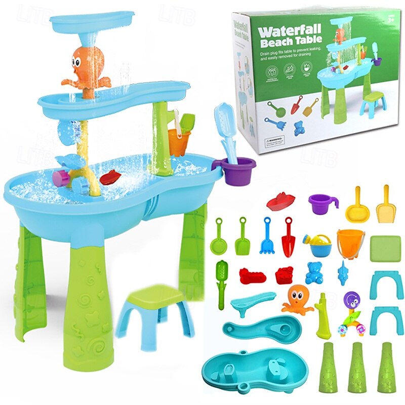 Table à eau pour tout-petits de 3 à 5 ans et de 1 à 3 ans - Table à eau d'extérieur pour enfants - Table sensorielle de sable, jouets d'été pour la plage, table d'activités pour bac à sable, jouets de 2025 ? $148.99 –P1