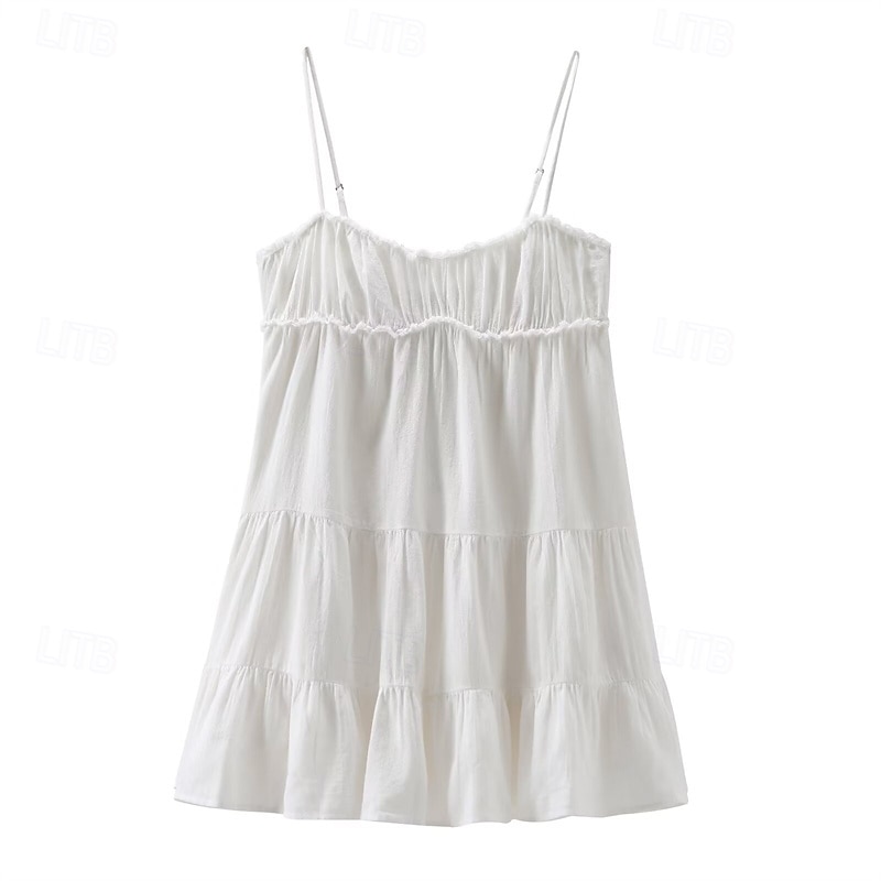 Pentru femei Rochie Mini Rochie albă Rochie de absolvire Rochie Slip Modă Rochie eleganta În aer liber Petrecere Concediu Fit regulat Simplu Fără manșon În V Negru Alb Vară 2025 - $27.99 –P4