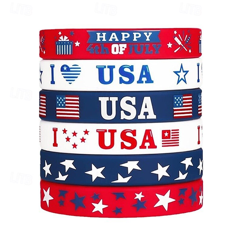 Bracelets de la fête de l'indépendance, fête nationale, bracelets en silicone pour la fête de l'indépendance des États-Unis de 2025 ? $5.99 –P4