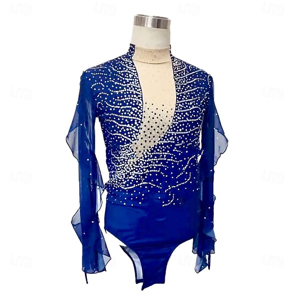 heren jongens kunstschaatskostuums hoge elasticiteit training wedstrijd schaatskleding klassieke kristal / strass lange mouwen ijs schaatsen kunstschaatsen 2025 - NZ $498.59 –P4