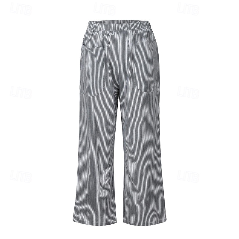Per donna Pantaloni in cotone e lino Culotte Gamba Larga Pantaloni Eleganti Streetwear Casual Lunghezza intera Naturale A righe Tasca Elastico in vita Comodo Confortevole Streetwear Uscire Aalbicocca del 2025 a $28.99 –P3