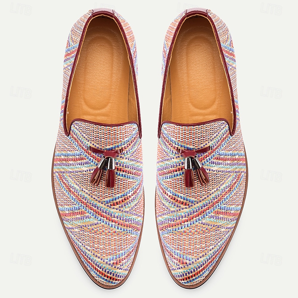 Herr Tofflor och Slip-Ons Promenad Affär Ledigt PU Läder Vävd nylon Andningsfunktion Bekväm Halksäker Loafers Vin Sommar Vår 2025 - $46.99 –P5