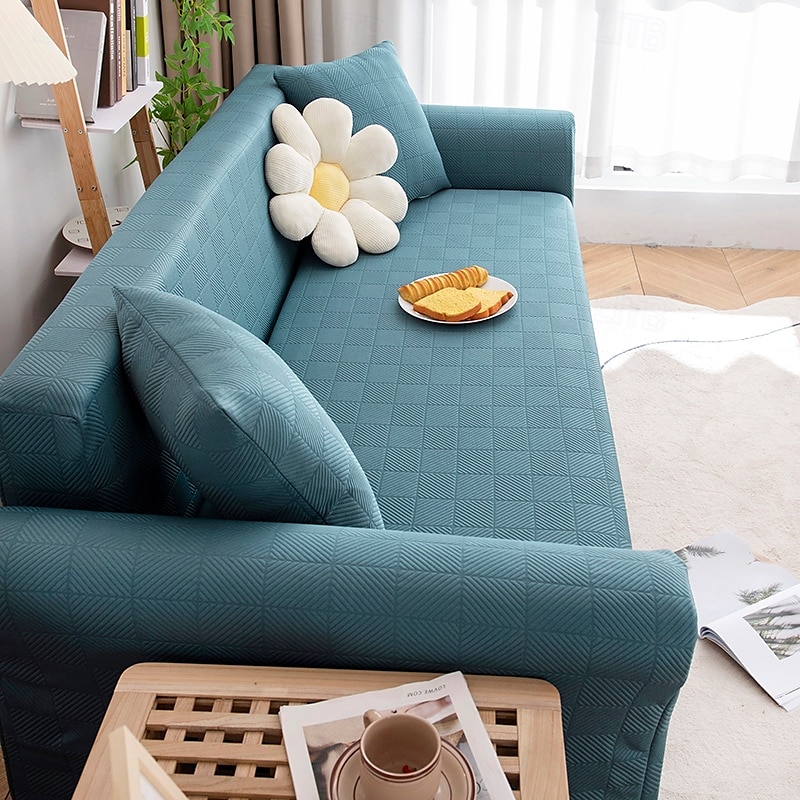 Stretch Sofa Cover Slipcover Elastic Sectional Couch Armchair Loveseat 4 or 3 seater L shape Jacquard Grey Water Repellent Plain Solid Soft Durable Washable 2025 - $45.99 –P16