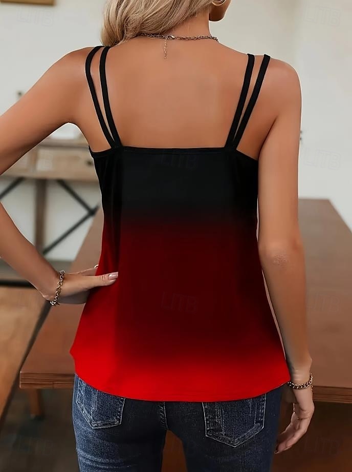 Mulheres Malha Íntima Âmbar Cores Gradiente à moda Sem Manga Gola Redonda Scoop pescoço Tops regulares Diário Com Corte Vinho Azul Verão Primavera de 2025 por $17.99 –P4
