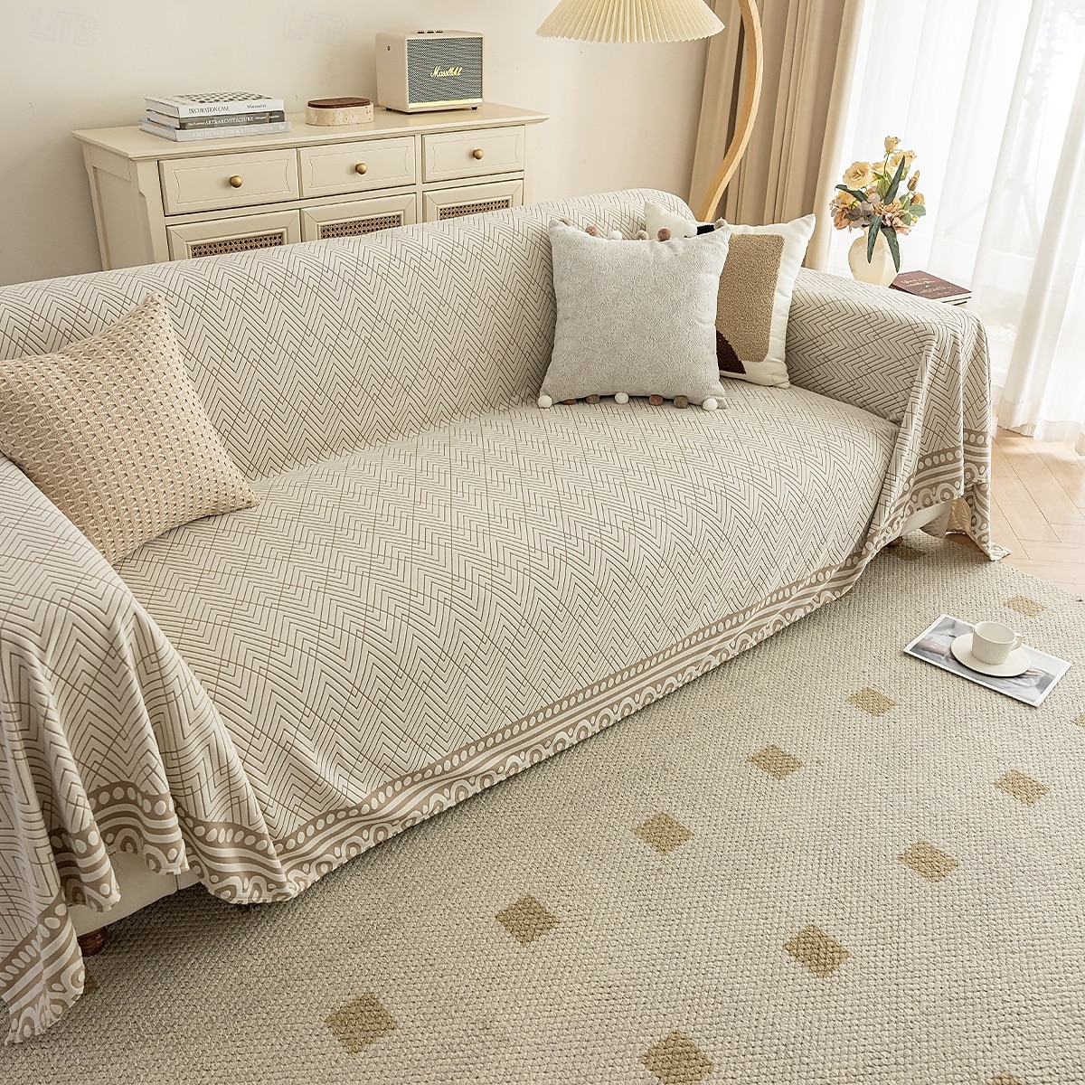 Copridivano multiplo, 2 posti, 3 posti, gomiti inclusi, a forma di L, stile scandinavo, elegante, facile da appendere, monoblocco, spesso, per tutte le stagioni, antigraffio, lavabile, copridivano, del 2025 a €22.5 –P5