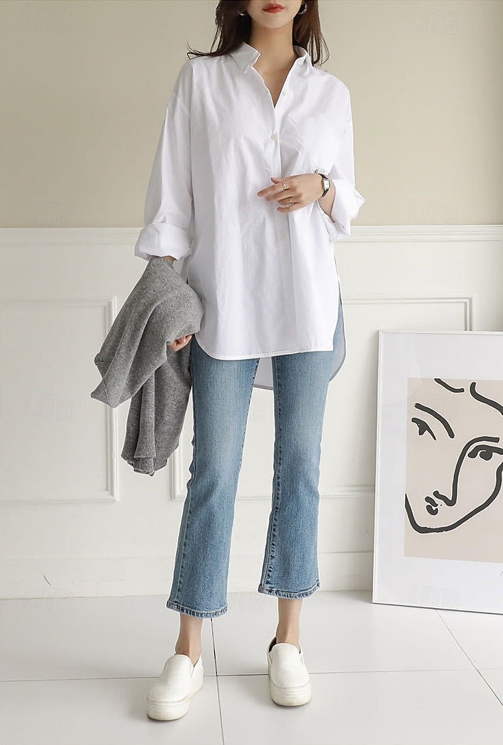 Naisten Musta Valkoinen Punastuvan vaaleanpunainen Yksivärinen / yksivärinen Solki Juhla Deitti Tyylikäs Juhla Moderni Paitapuserokaula-aukko Loose Fit S 2026 - $24.99 –P8