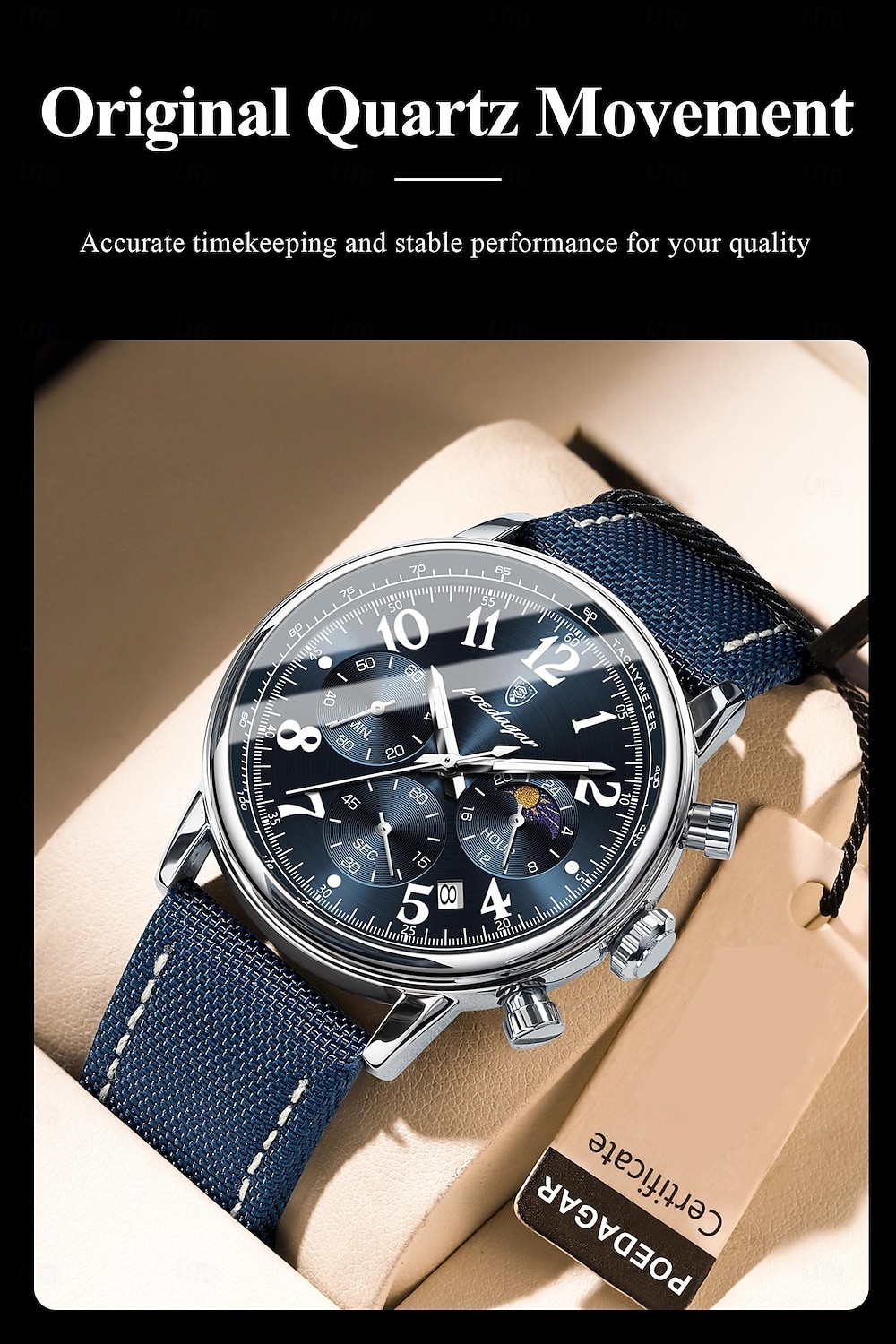 sporthorloge voor heren waterdicht lichtgevend chronograaf datum herenhorloges kwarts nylon leren herenklok 2025 - $31.99 –P5