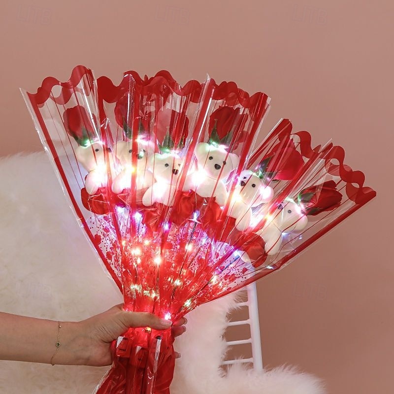 Romantic Bear Soap Bouquet, Ideal Gift for Mother's Day, Valentine's Day, Father's Day, Christmas, Wedding Party, and Home Decoration, Simulation Flower for Event Promotion 2025 - $7.99 –P2