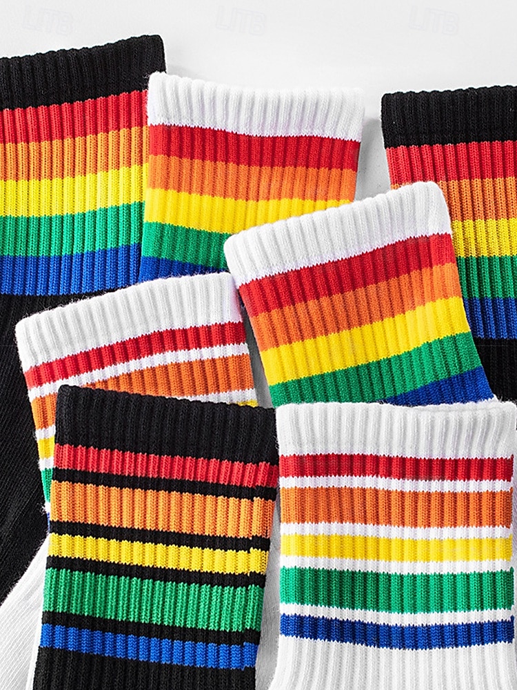 Pánské duhové ponožky s motivem pride - barevný doplněk LGBT festivalu pro každodenní nošení, sport a akce pride 2025 - $9.99 –P5