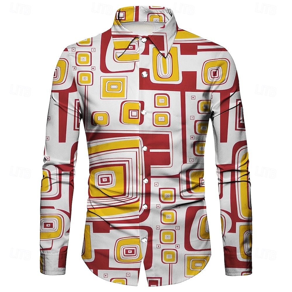 Retro / vintage 1970 Koszula Dyskoteka Geometryczny Psychodeliczny Strój na bal maskowy Męskie Halloween Karnawał Festiwal Muzyczny Parada równości Dla dorosłych Koszula 2026 - $23.99 –P1