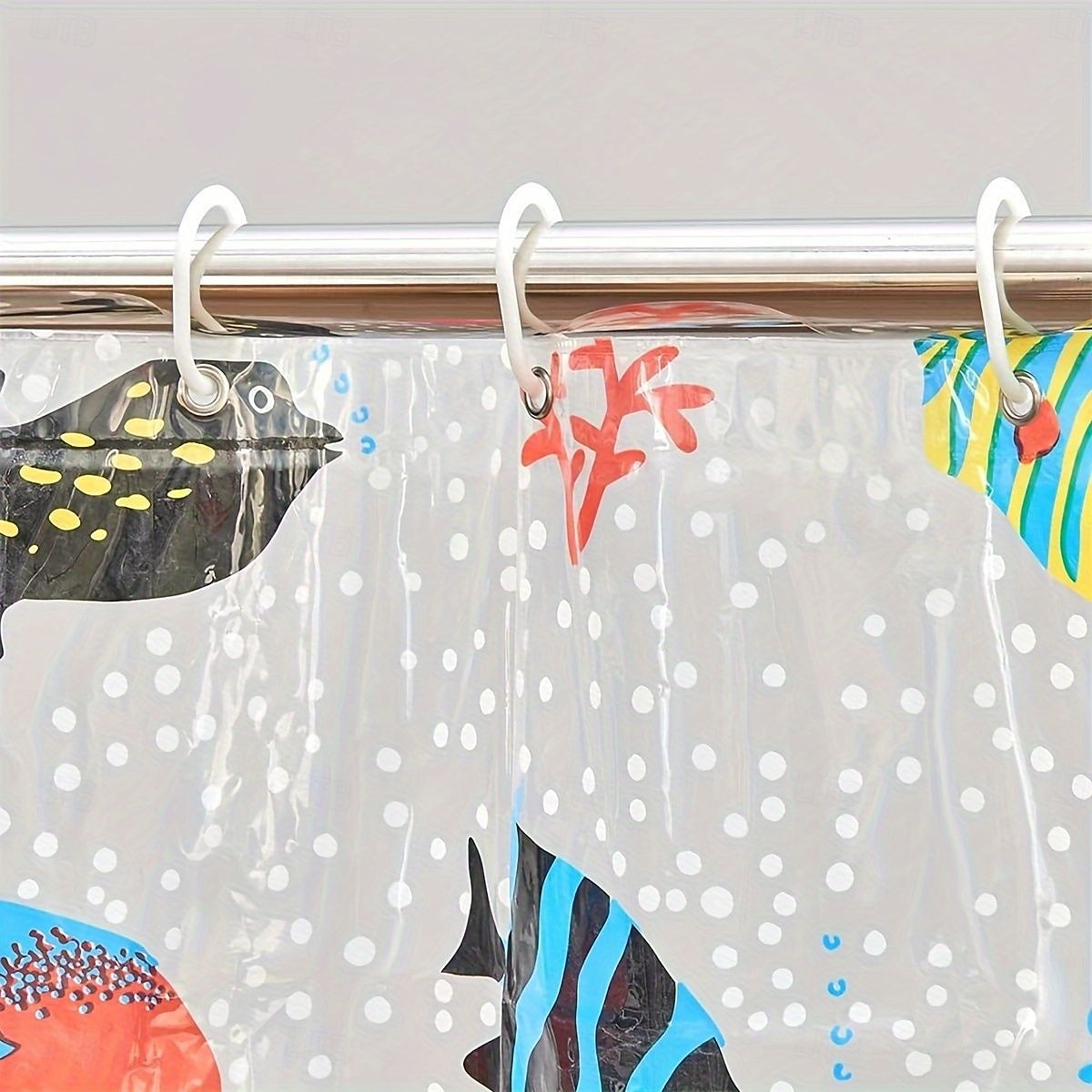 Прозрачная душевая занавеска с тропическими рыбами 180x200см 70"x79" водонепроницаемая легкая поддока душевой занавески PEVA длинные модные занавески для ванны с 12 люверсами и крючками 2026 - $16.49 –P3