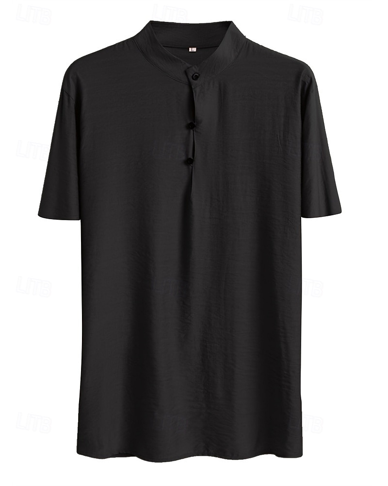 Herren Hemd Popover-Hemd Sommerhemd Freizeithemd Strandhemd Schwarz Braun Kurzarm Einfach Stehkragen Urlaub Hawaiianisch Bekleidung Polyester Mode Lässig Bequem 2025 - $23.99 –P4