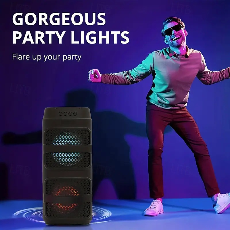 Bluetooth-колонка для вечеринок с подсветкой RGB — громкий стереозвук 4 дюйма, подключение через TWS, цветная светодиодная подсветка, возможность подзарядки, для мероприятий на открытом воздухе, домашних танцев или караоке 2025 - €21.41 –P4
