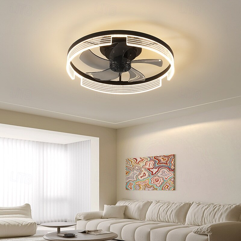 Deckenventilator mit Lichtring Kreis Design 50cm ca &Fernbedienung, Zeitsteuerung &3 LED-Farb-Deckenventilator, 6 Windgeschwindigkeiten, moderner Deckenventilator für Schlafzimmer, Wohnzimmer, kleine 2025 - $247.59 –P7